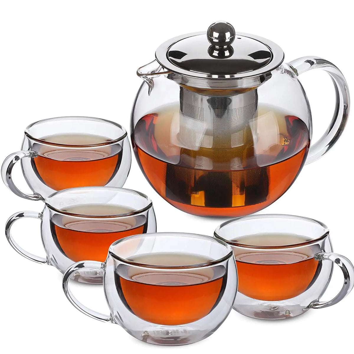 Handmade 400/600/800ml Glass Teapot Set for Kitchen Chinese Design Stainless Steel Infuser Free for Parties Chinese New Year