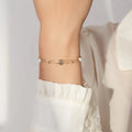 RINNTIN GMB66 Hot Sale 14k Gold Plated Lucky 925 Sterling Silver Double-layer 4 Four Leaf Clover Shell Pearl Bracelet