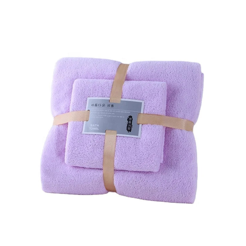 Solid Color Quick-Dry Bath Towel Set Knitted Wholesale Towels
