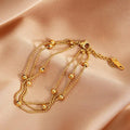 G2106 Wholesale Gold Ball Chain Bracelets Women Jewelry Accessories Multilayer Titanium Steel Bracelet