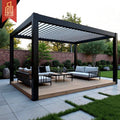Remote Control Metal Framed Garden Patio Deck Outdoor Entertaining Louvered Roof Pergola