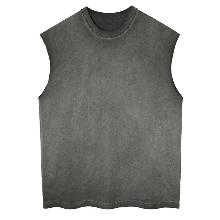 Custom New 2023 Private Label Cotton Men Acid Wash Sleeveless t Shirt Oversized Fitness Gym tank Top Men
