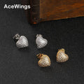 E061 Bling Bling Women Ear Studs Brass Cubic Zircon Heart Earrings Fashion Jewelry