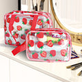 Strawberry Pattern Waterproof Pvc Cosmetic Bag -  Flower Travel Pvc Cosmetic Bag Transparent Toiletry Lipstick Pvc Pouch Bag