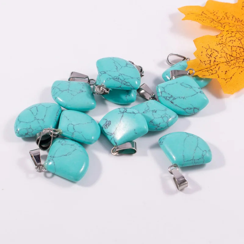 Huiying Creative Chinese Blue Turquoise Sector Pendant for Valentine Gift Jewelry