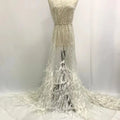 New French White 3d Shining Beaded Feather Lace With Sequins for Wedding Bridal Dress Fabric 5 Yards HY1761