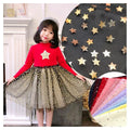 Golden Five-Pointed Star Pattern Bronzing Film Foil Tulle Mesh Fabric