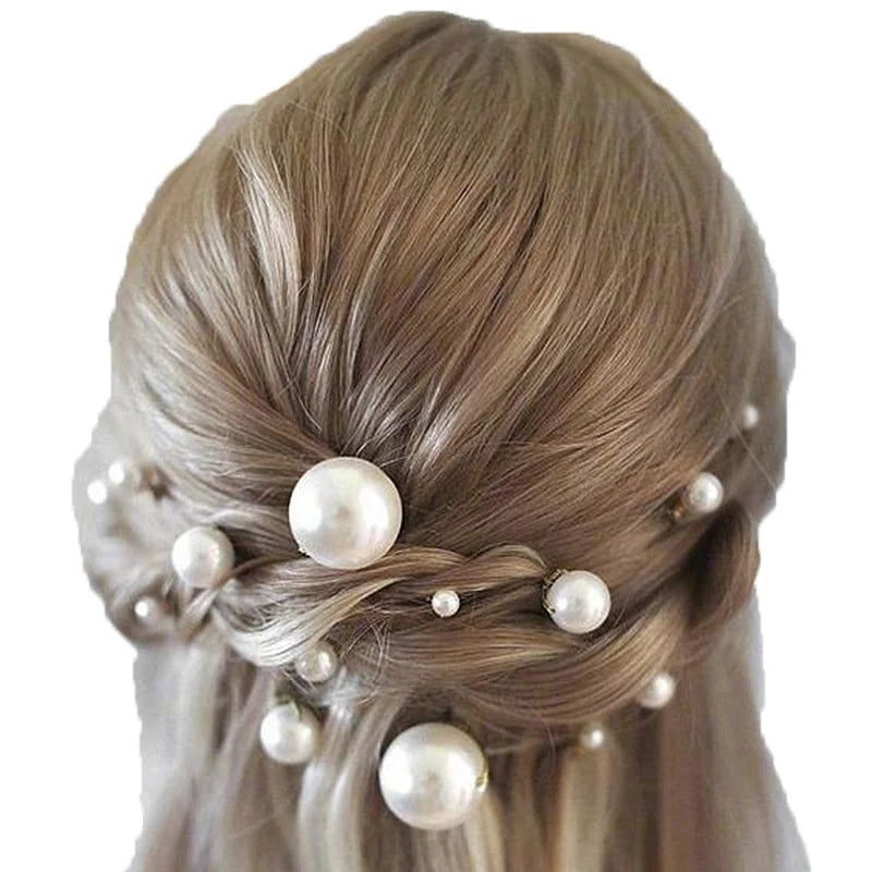 MIO 18PCS/Set U-shaped Hairpin Metal Pearl Hair Fork With White Pearl Bridal Wedding Beautiful Hair Accessories for Women