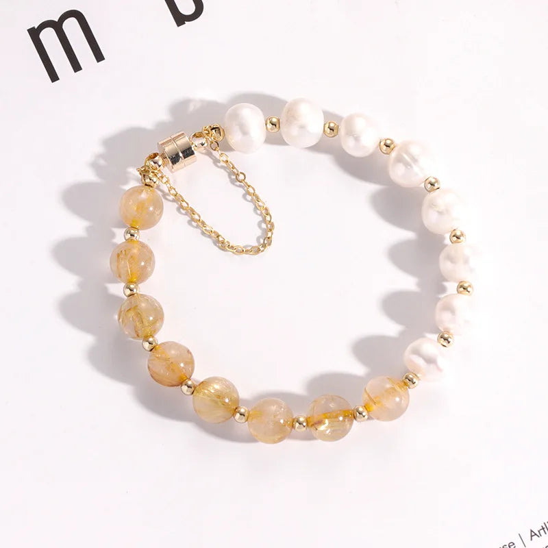 HOVANCI European Hot Sale Design Natural Fresh Water Pearl Lucky Bracelet Natural Stone Beaded Bracelet for Women Girls