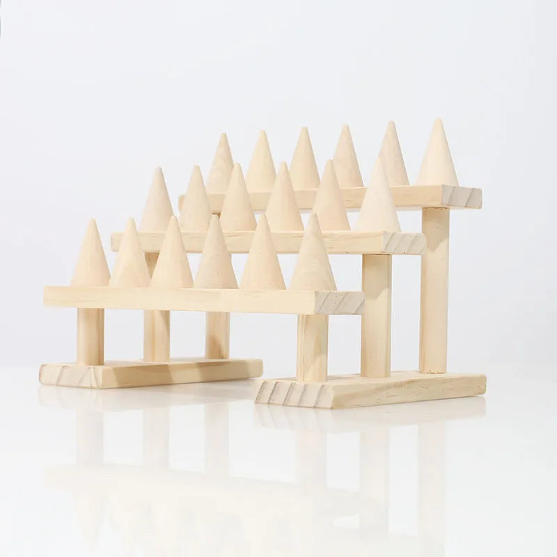 Solid Wood Cone Ring Display Rack for Jewelry Lingerie Simple Live Finger Rack for Bags Jewelry Packaging