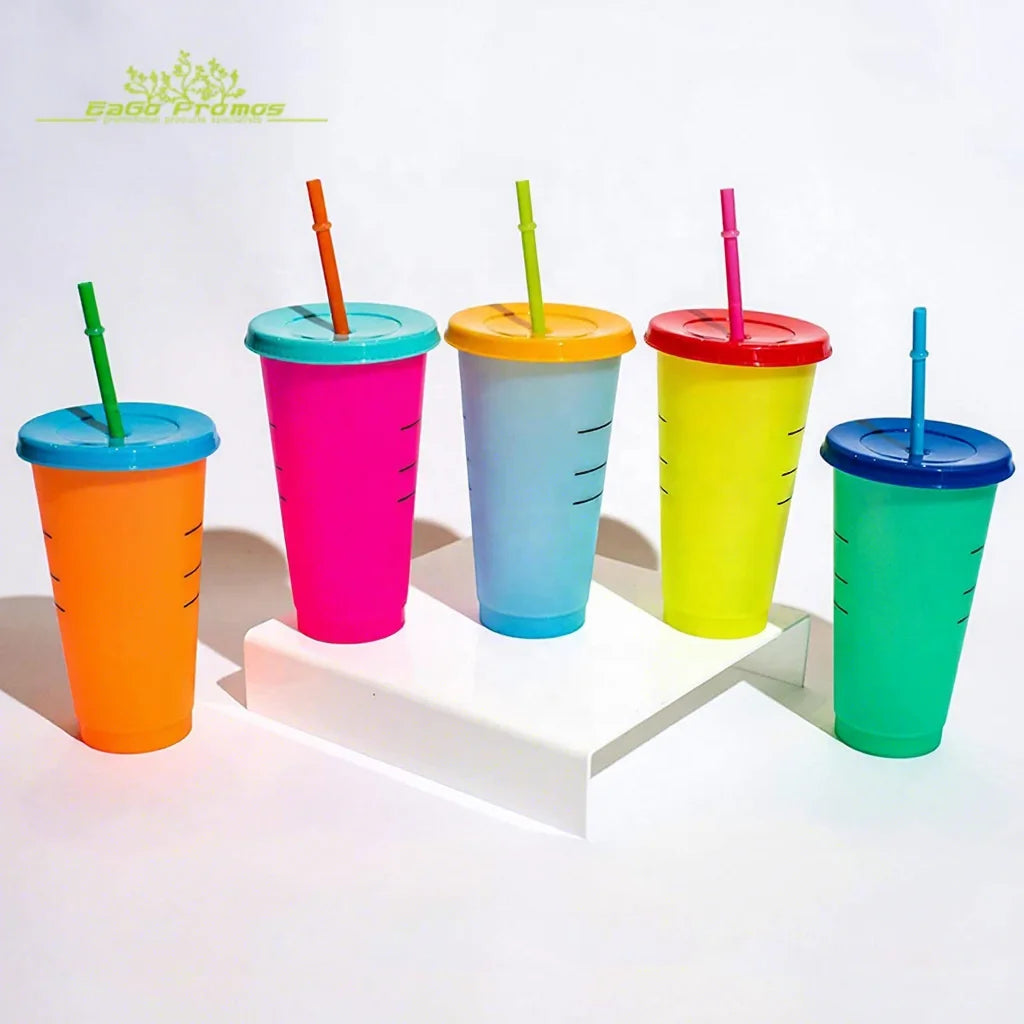 2026 New Plastic Reusable Temperature Change Color Tumbler Magic Mug Cold Color Change Cups