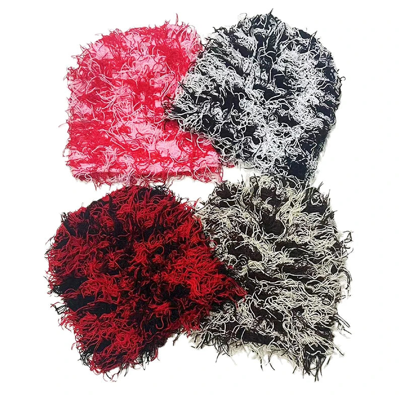 Wholesale Hand Embroidered Knit Winter Beanies Distressed Camo Hunting Fuzzy Beanie Hats with Customized Size and Designer Logo