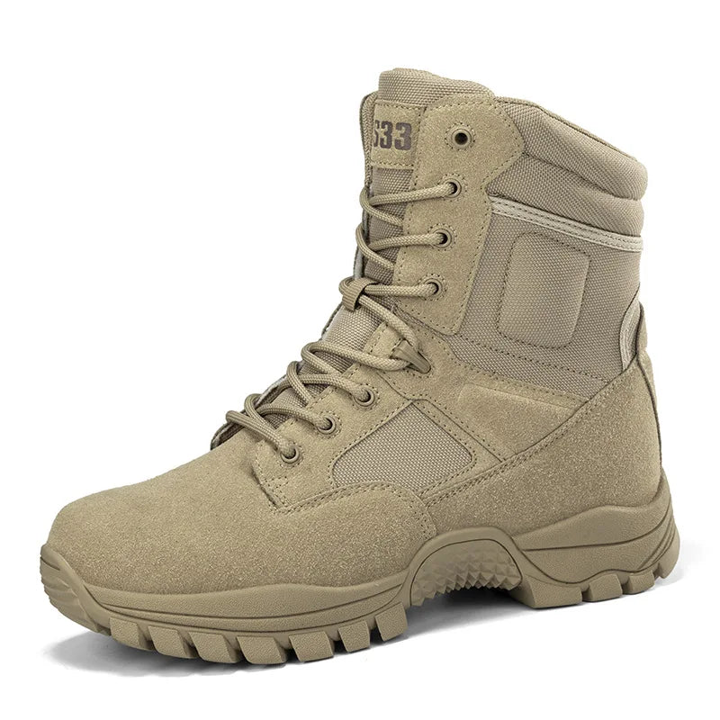 Desert Style Printed Anti-Slip Tactical Boots Cow Suede Rubber Insole Waterproof Outdoor Hiking Mountaineering Big Size Autumn