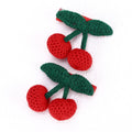 CN 2Pcs Sweet Red Cherry Hair Bow Clip Knitted Polyurethane Crocheted 2.2Inch for Kids Girls Party & Daily Use Fruit Accessories