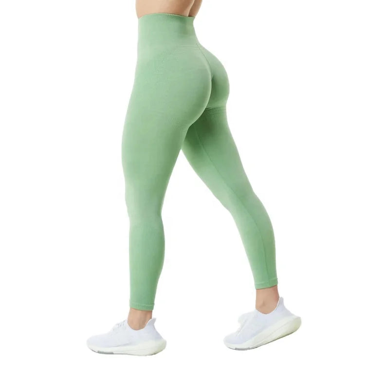 Lanyu Women's High Waist Yoga Pants Seamless Gym Activewear Elastic Waist Slim Lift Hip Fitness Athletic Leggings for Adults