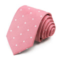 New Hot Pink Wedding Neck Tie Classic Polka Dot Woven Jacquard Neckties for Men