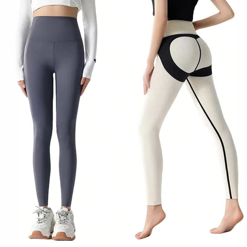Women's Winter Solid Fleece Lined High Waist Butt Lift Four-Way Stretch Windproof -15-5â„ƒ Yoga Thermal Outdoor Cold Leggings