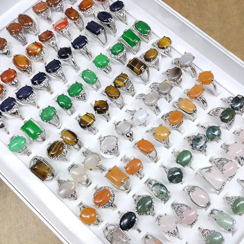 Hotsale Natural Gemstone  Cubic Zirconia Crystal Rings Fashion Women Jewelry