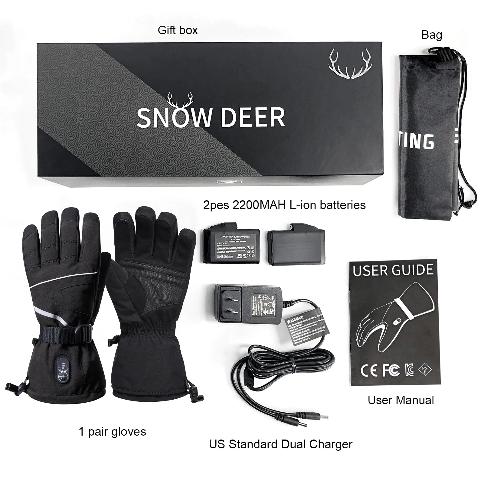 Cold Climate Winter Electric Heated Insulated Microfiber Softshell Waterproof Touchscreen Compatible Unisex Gloves