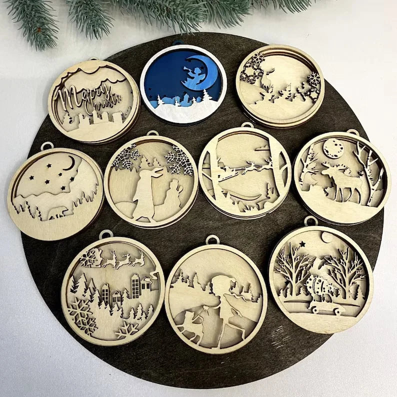 Perfect DIY Wood Crafts Kit for Kids Multilayer Wooden Christmas Ornaments Paint Christmas Gift Idea for Wooden Boxes Wall Signs