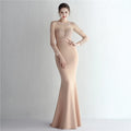 19070# Satin Pressed Lace Overweight Shape Bridal Long Sleeve Appreciation Dinner Fishtail Evening Handmade Dress