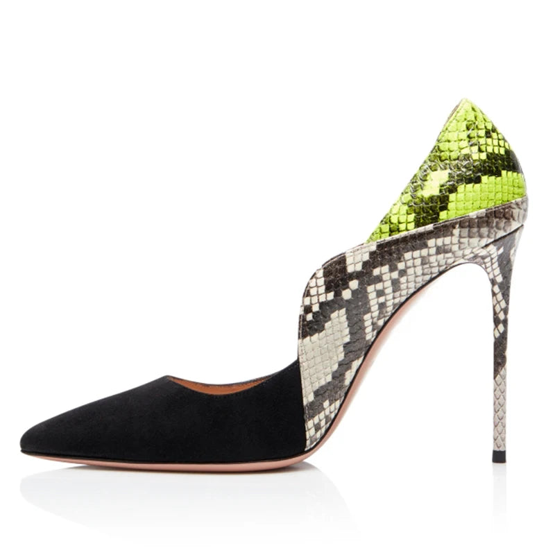 Ladies Fashion Sexy Party Dress Pointed Toe Stiletto High Heels Snake Print Pumps