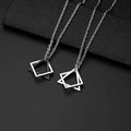 Creative Geometric Square Interlocking Combination Stainless Steel Necklace for Men Hip Hop Men Women Couple Pendant Necklace