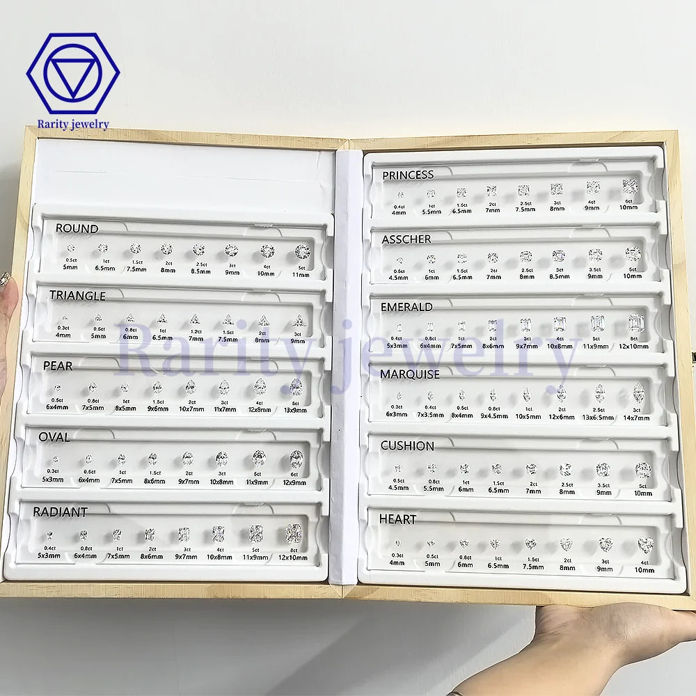 Multiple Shapes Diamonds Reference Chart Gemstones Size Set Display Tools Box Various Shapes Size Chart