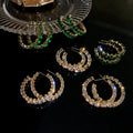 Fashion Diamond C Shape Designer Earrings Luxury Gemstone Crystal Rhinestone Hoop Earrings Jewelry Women