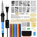 82PCS 110V/220V 60W Electronic Soldering Iron Wooden Burning Pyrographying Tools DIY Kit