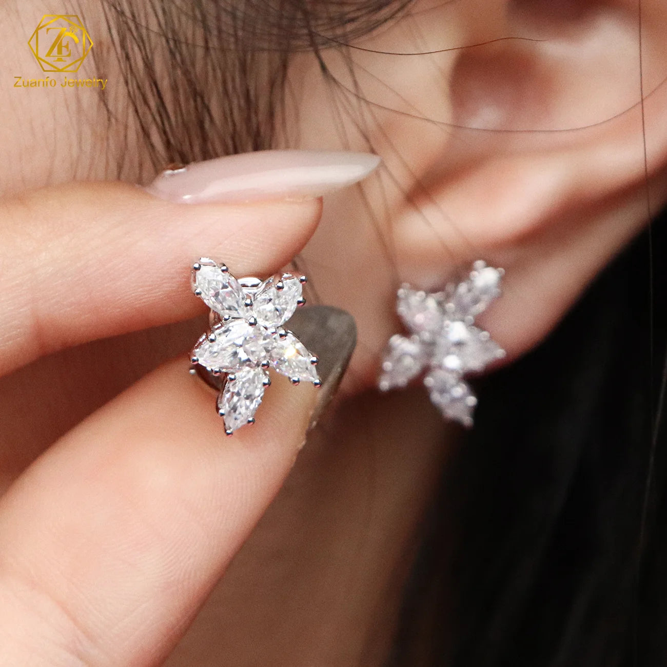 14K 18K Pure White Gold Moissanite Earrings D VVS1 Pear Marquise Cut Lab Grown Diamond Moissanite Diamond Earrings for Gifts