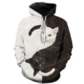 Fitspi Black White Cat 3d Hoodie Sweatshirts Pullover Men Women Casual Streetwear Black Plus Oversize Clothes Supplier
