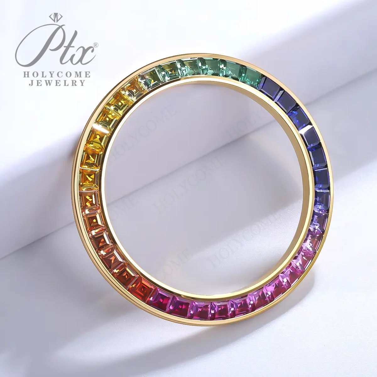 Wholesale 40mm Rainbow Color Gemstone Ruby Zircon Sapphire Diamond Watch Bezel