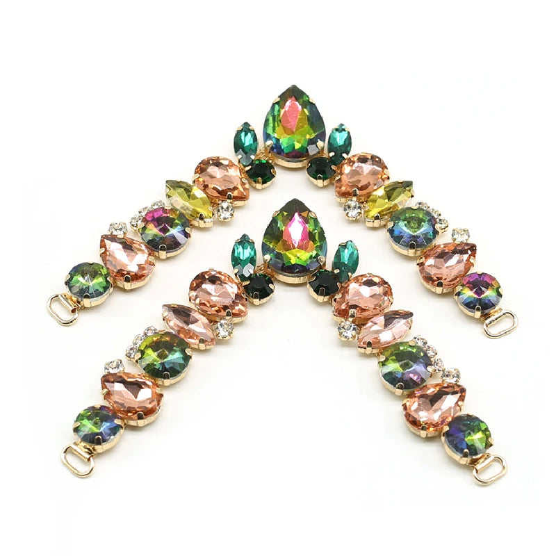 Fancy Summer Beach Party Sandals Rhinestones Crystal V-Shaped Flip Flops Slippers Shoe Chain Buckles