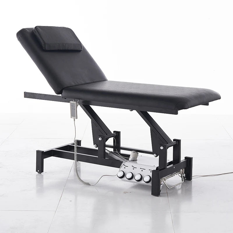 HICOMED Foot Control 2 Motors Electric Massage Bed Table Professional PU Black Leather Adjustable Facial Beauty Bed MegaBDM