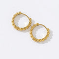 Cute Bubble Bead Women Fashionable Jewelry Trendy 18K Gold Plated Stainless Steel Huggie Hoop Earring for Gift