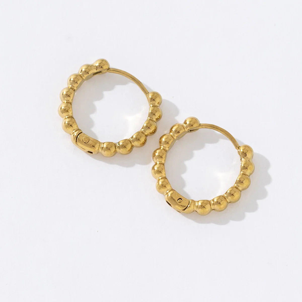 Cute Bubble Bead Women Fashionable Jewelry Trendy 18K Gold Plated Stainless Steel Huggie Hoop Earring for Gift
