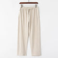 Customized Mens Casual Linen Pants Loose Solid Color Lightweight Elasticated Waist Straight Leg Linen Trousers