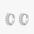 Ailmay Fashion Rectangular Stacked Clear Zircon 925 Sterling Silver Ear Buckles Hoop Earrings for Women Romantic Wedding Jewelry