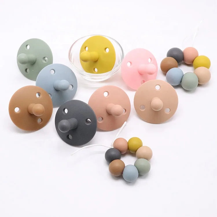 2024 New Non-Toxic BPA Free Eco Friendly Silicone Baby Pacifier Nipple 7 Color Stock Baby Supplies
