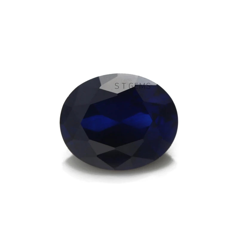 Hotsale 34# Blue Corundum Oval Cut Synthetic Sapphire Gemstones For Jewelry Making