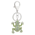 Fashion Metal Full Diamond Frog Pendant Key Ring Green Rhinestone Frog Keychain Backpack Accessories