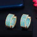 Fashion Jewelry Full Blue Cubic Zirconia Crystal Pave Luxury 18k Gold Plated Circle Round Wide Hoop Earrings for Women Gifts