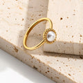 Waterproof 18K PVD Gold Plated Elegant Irregular Pearl Rings Stainless Steel Women Rings Tarnish Free Jewelry Minimalist