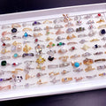 Trendy Jewelry Zircon Ring Micro Set Zircon Bulk Personality Ring Vintage Stainless Steel Copper Ring Mixed Wholesale