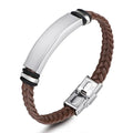 New Hand-woven Leather Simple Titanium Steel Men's Bracelet Stainless Steel Spot Can Be Engraved