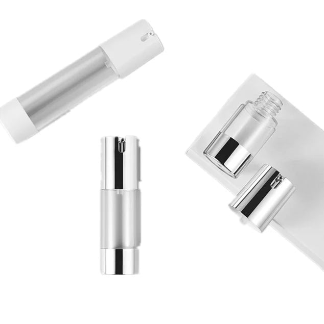 Wholesale Frosted Clear Airless Pump Bottle 15ml 30ml 50ml U Shape Silver Cap Vacuum Pump Bottle for Shampoo