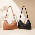 Genuine Leather Woven Hobo Bag Vintage Soft Cowhide Crossbody Hobo Purse for Women Luxury Minimalist Split Cowhide Knotted Strap