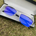 Photochromic Lenese Anti Blue Light Metal TR90 Semi-rimless Small Rectangle Lunette Antireflet Women Men's Photogray Glasses