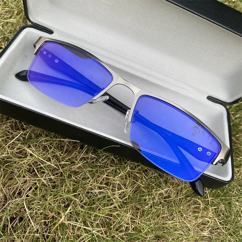 Photochromic Lenese Anti Blue Light Metal TR90 Semi-rimless Small Rectangle Lunette Antireflet Women Men's Photogray Glasses